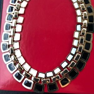 Black, white, and gold necklace
